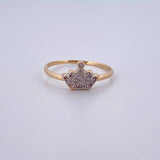 Crown Ring 1.45gr / Size 7 1/2 / White Zircons Two-tone 18K Yellow and White Gold $