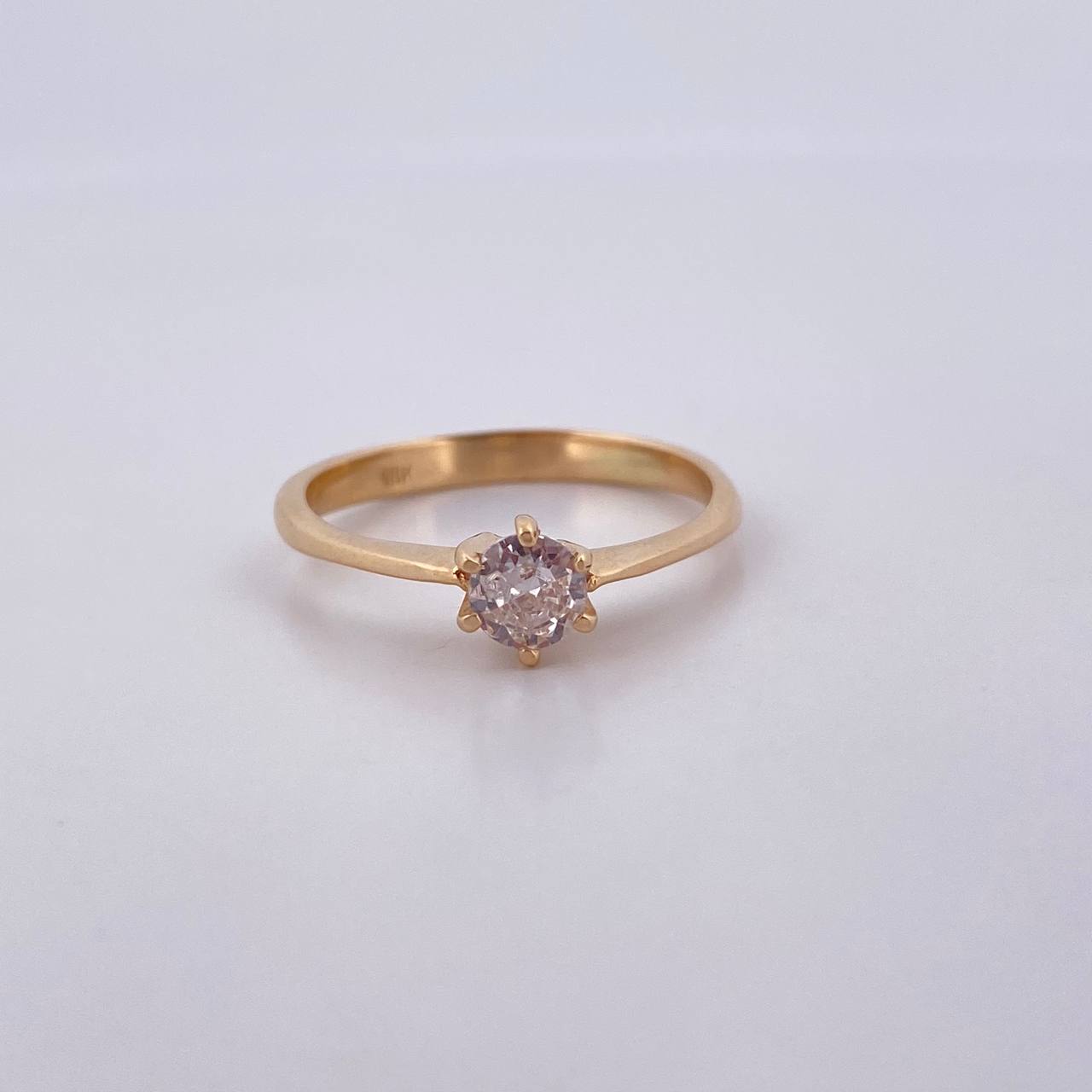 Ring Solitaire 2.4gr / Size 6 3/4 / White Zircon Yellow Gold 18K $