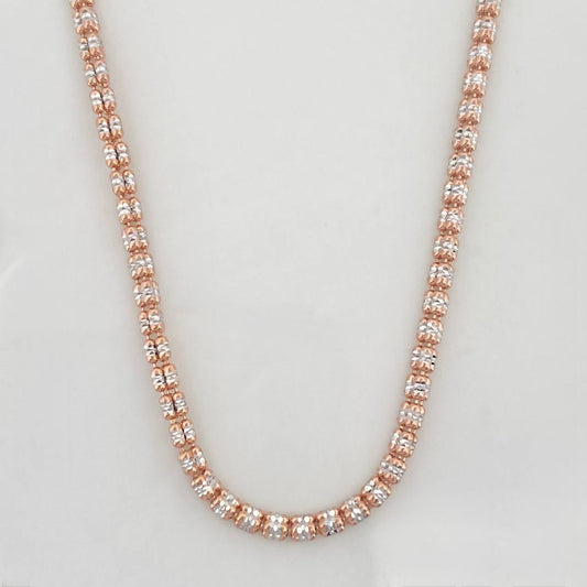 Cadena Ice 9.7g / 20 in / 2.4mm Dos Oros Blanco Rosa 18K