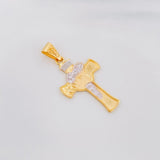 Pendant Cross Face of Christ 4.3g / 1 1/2 in Two-Tone Yellow White 18K Gold