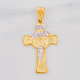 Pendant Cross Face of Christ 4.3g / 1 1/2 in Two-Tone Yellow White 18K Gold