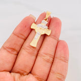 Pendant Cross Face of Christ 4.3g / 1 1/2 in Two-Tone Yellow White 18K Gold