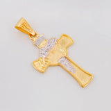 Pendant Cross Face of Christ 4.7g / 1 1/2 in Two-Tone Yellow White 18K Gold