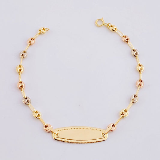 Pulso Bebé GC Placa Ovalada Bordeada 1.65g / 6 in / 3.3mm Tres Oros 18K