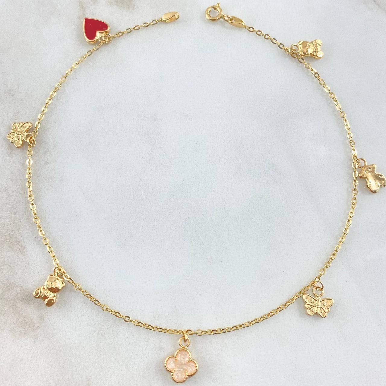 Anklet Classic Link Pendants 3.35gr / 9.8in / 18K Gold