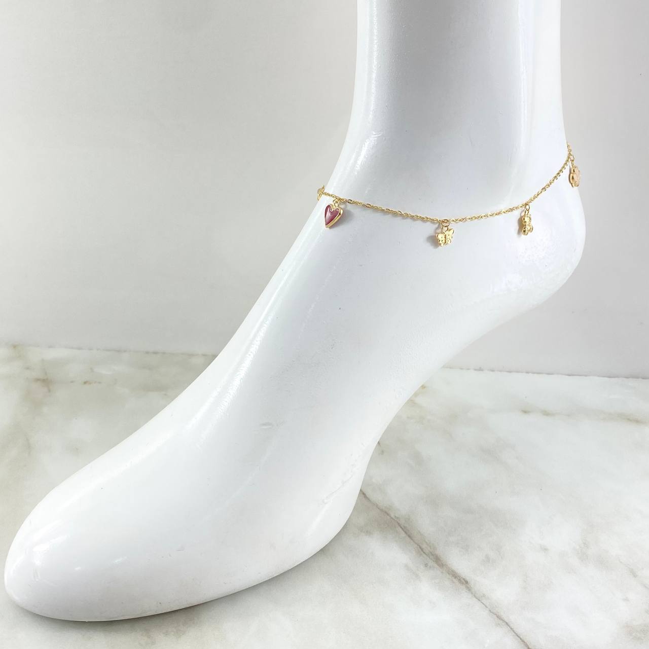 Anklet Classic Link Pendants 3.35gr / 9.8in / 18K Gold