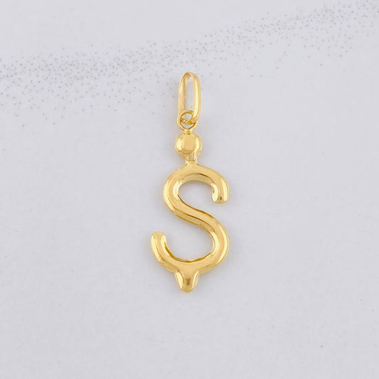 Pendant Letter S Balloon 0.8g / 3cm Yellow Gold 18K