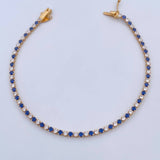 Bracelet Tennis 4.15gr / 19.1cm / 2.1mm Blue White Zircons Yellow Gold +3 18K &