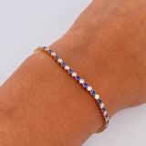 Bracelet Tennis 4.15gr / 19.1cm / 2.1mm Blue White Zircons Yellow Gold +3 18K &