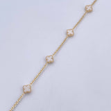 Pulso Trebol Aro Seguido 2.4gr / 19.2cm / 1mm Ágata Blanco Oro Amarillo +4 18K &