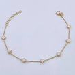 Pulso Trebol Aro Seguido 2.4gr / 19.2cm / 1mm Ágata Blanco Oro Amarillo +4 18K &