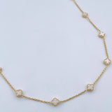 Cadena Trebol Aro Seguido 5.3gr / 45.7cm / 1mm Agata Blanco Oro Amarillo +4 18K &