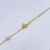 Cadena Trebol Aro Seguido 5.3gr / 45.7cm / 1mm Agata Blanco Oro Amarillo +4 18K &