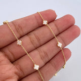 Cadena Trebol Aro Seguido 5.3gr / 45.7cm / 1mm Agata Blanco Oro Amarillo +4 18K &