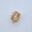 Double Crown Ring 7.45gr / Size 7 / White Zircons 18K Yellow Gold &