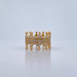 Double Crown Ring 7.45gr / Size 7 / White Zircons 18K Yellow Gold &