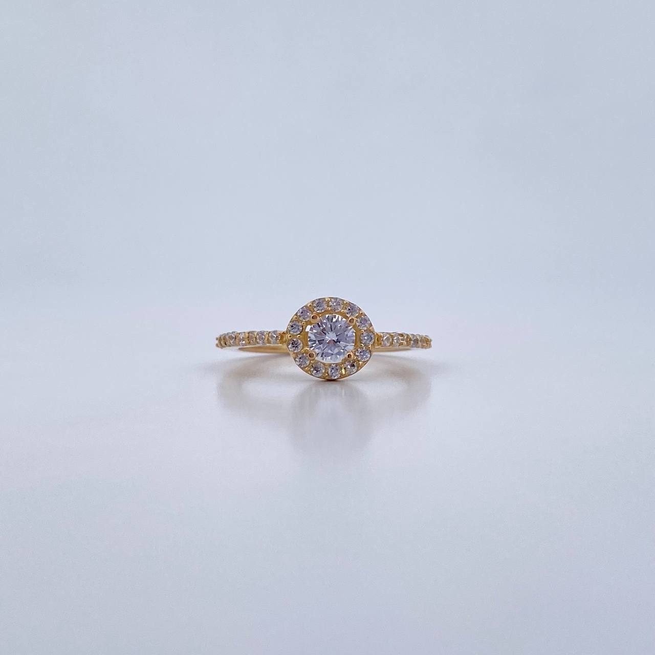 Halo Ring Churumbela Circle 2.2gr / T5 1/4 / White Zircons 18K Yellow Gold &