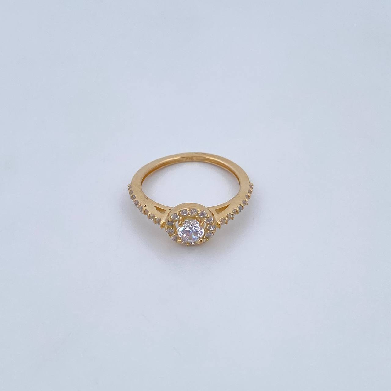 Halo Ring Churumbela Circle 2.2gr / T5 1/4 / White Zircons 18K Yellow Gold &