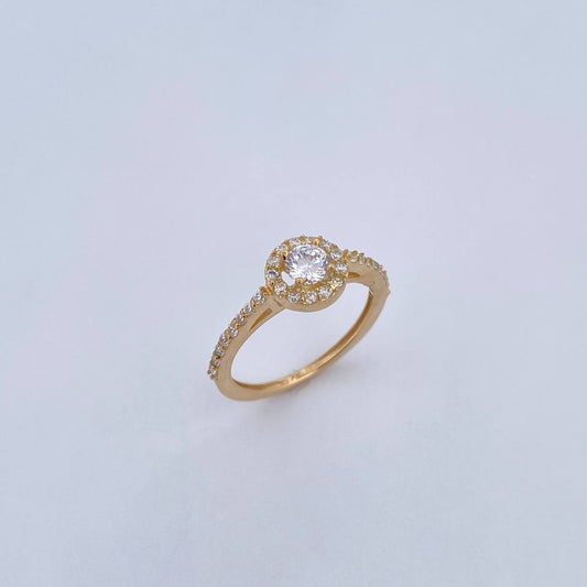 Halo Ring Churumbela Circle 2.2gr / T6 1/4 / White Zircons 18K Yellow Gold &