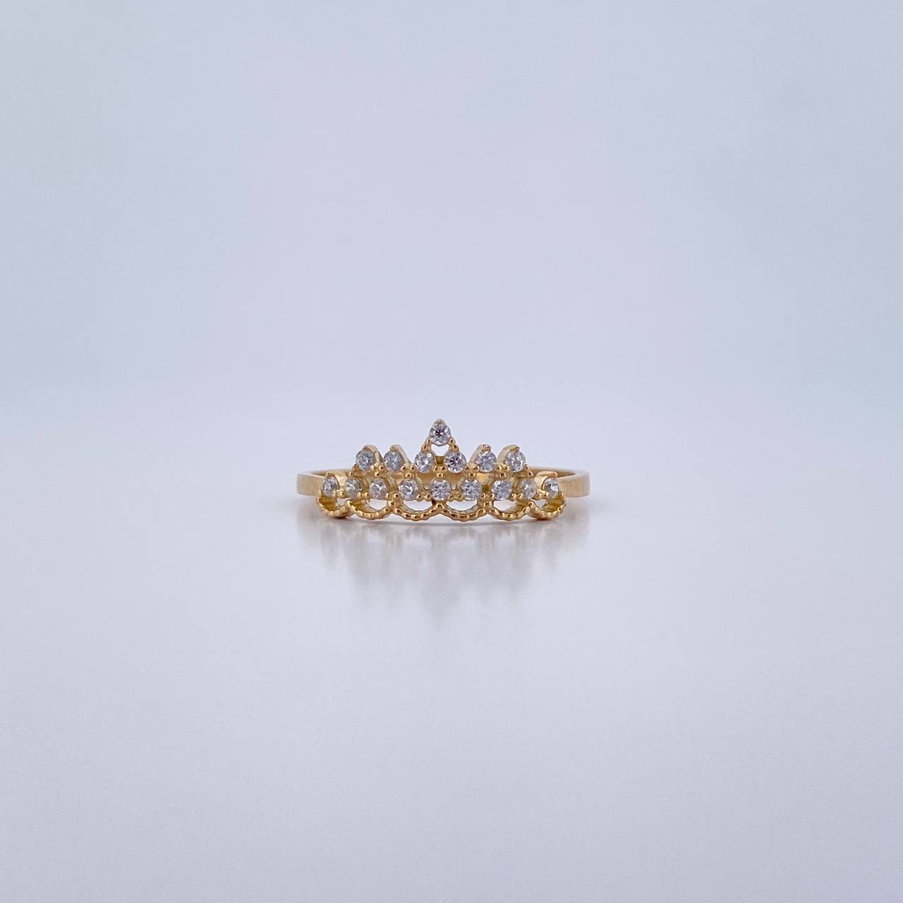 Crown Ring 1.2gr / T6 / White Zircons 18K Yellow Gold &