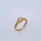 Square Halo Ring 2.45gr / T5 1/4 / White Zircons 18K Yellow Gold &