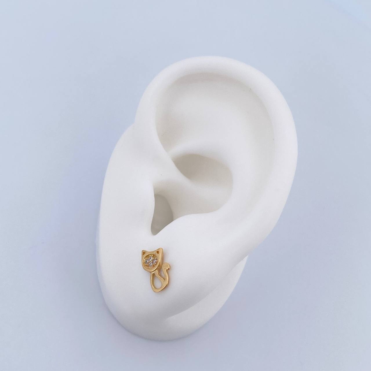 Topos Gato 1.25gr / Circones Blancos Oro Amarillo 18K &