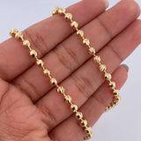 Cadena Militar 23.6gr / 61.5cm / 4mm Bolas Diamantadas Oro Amarillo 18K &
