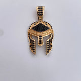Dije Mascara Gladiador 3.65gr / 3cm / Circones Negros Dos Oros Amarillo  Negro 18K $