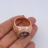 Roulette Ring 10.85gr / Size 11 1/2 / White Zircons Two-tone White and Rose Gold 18K $