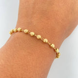 Pulso Tipo Militar 3.1gr / 19.2cm / 3.8mm Bolas Diamantadas Oro Amarillo 18K &