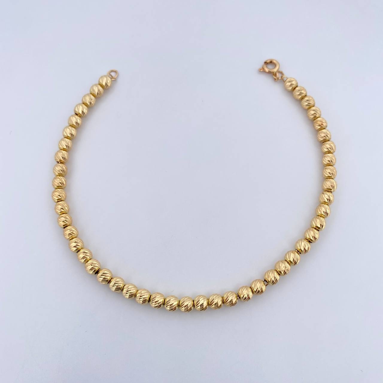 Bracelet Military Type 4.55gr / 19.1cm / 4mm Beads Yellow Gold 18K Diamantadas $