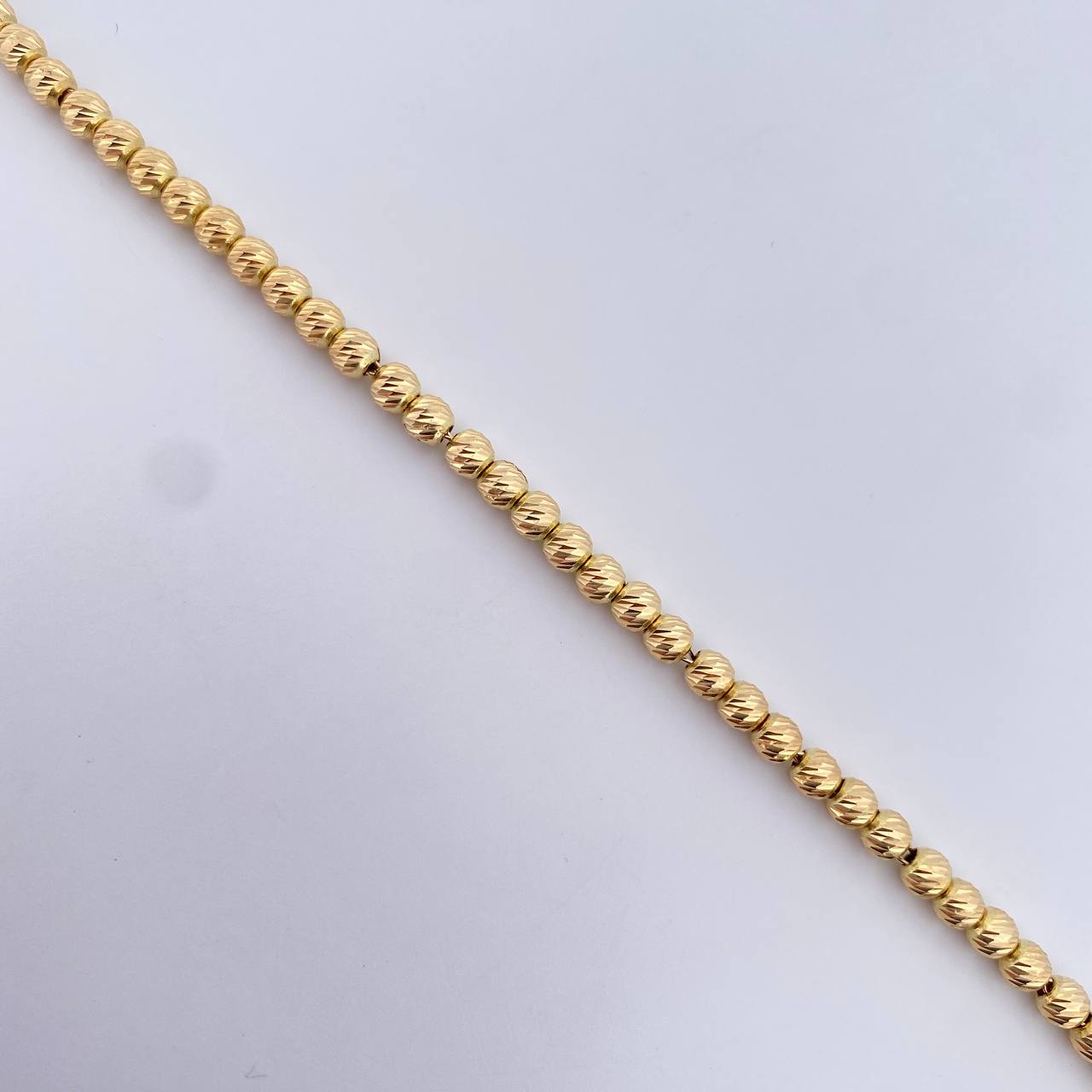 Bracelet Military Type 4.55gr / 19.1cm / 4mm Beads Yellow Gold 18K Diamantadas $