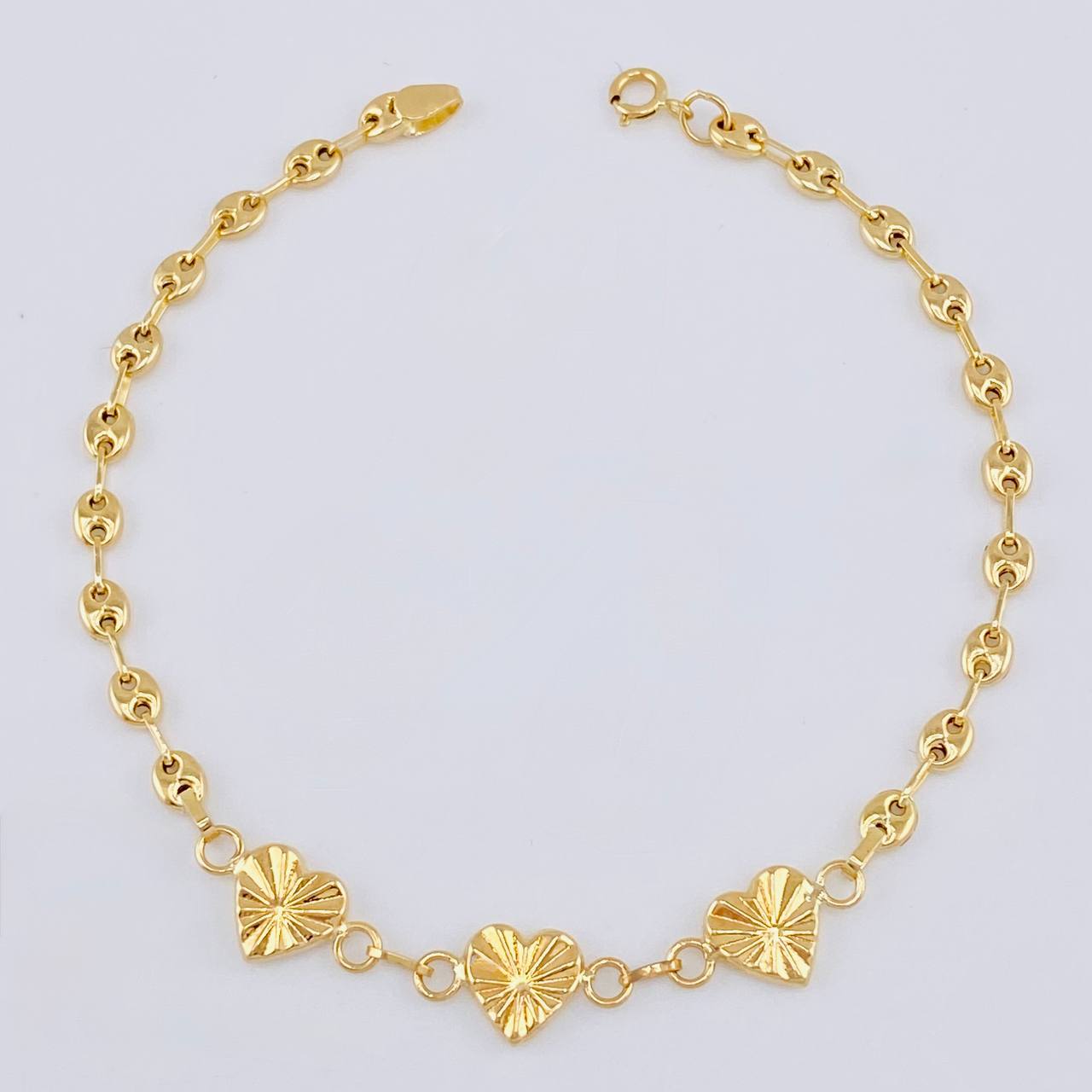 Gc Heart Diamond Cut Bracelet 2.45 g / 7 1/4 in / 3.2 mm 18K Yellow Gold