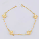 Pulso Espiga Trebol Diamantado 3.45 g / 7 1/2 in / 1.4 mm Oro Amarillo 18K