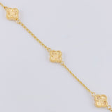 Pulso Espiga Trebol Diamantado 2.7 g / 7 1/4 in / 1.4 mm Oro Amarillo 18K