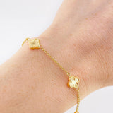 Pulso Espiga Trebol Diamantado 3.45 g / 7 1/2 in / 1.4 mm Oro Amarillo 18K