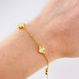 Pulso Espiga Trebol Diamantado 2.85 g / 7 3/4 in / 1.5 mm Oro Amarillo 18K