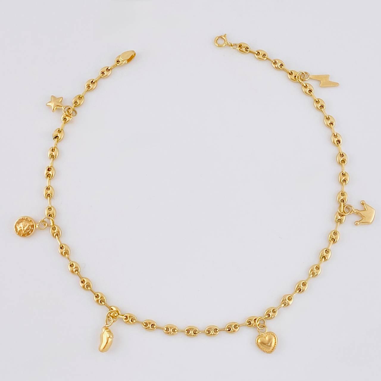 18K Yellow Gold Gc Pendants Anklet 3.8 g / 10 in / 3.2 mm