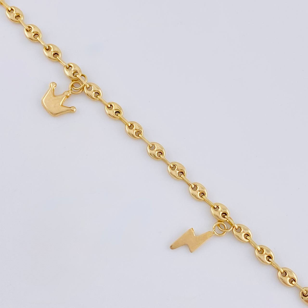 18K Yellow Gold Gc Pendants Anklet 3.8 g / 10 in / 3.2 mm
