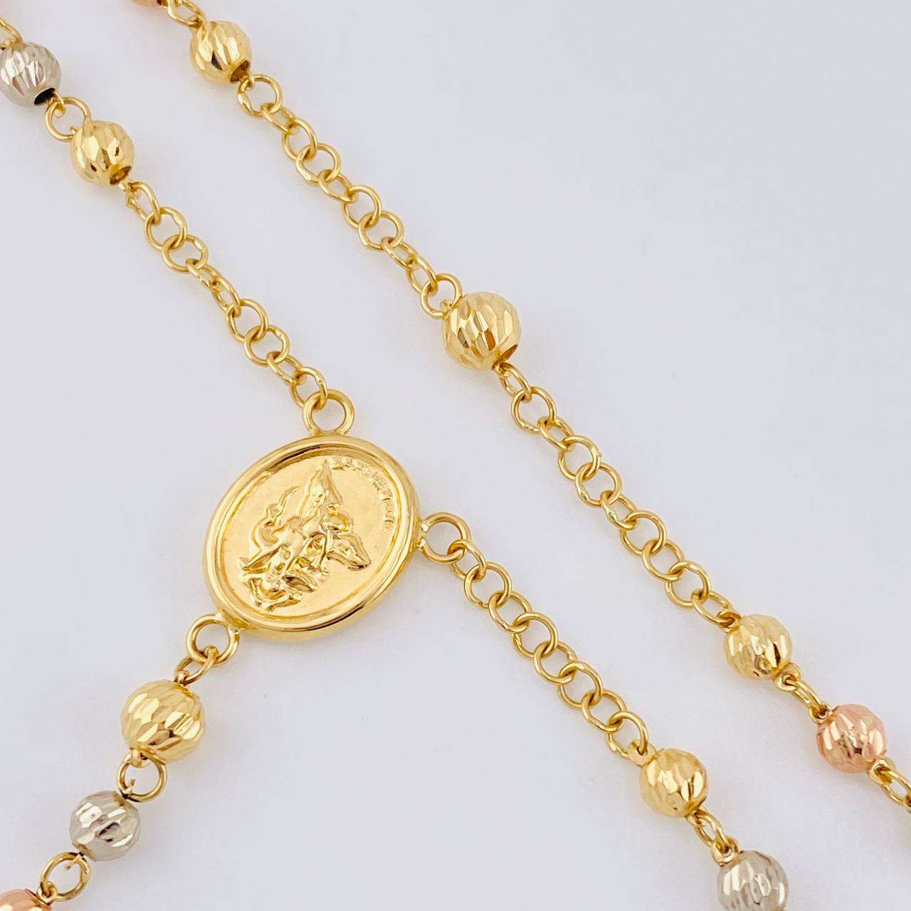 San Miguel Rosary 10.55 g / 22 1/2 in / 4 mm Three Golds 18K