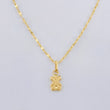 Set Mirror Flower Chain + Pendant Bear Ts / 1.25gr / 18 in 18K Yellow Gold