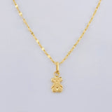 Set Mirror Flower Chain + Pendant Bear Ts / 1.25gr / 18 in 18K Yellow Gold