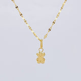 Mirror Flower Chain Set + Bear Pendant Ts / 1.25gr / 17 3/4 in 18K Yellow Gold