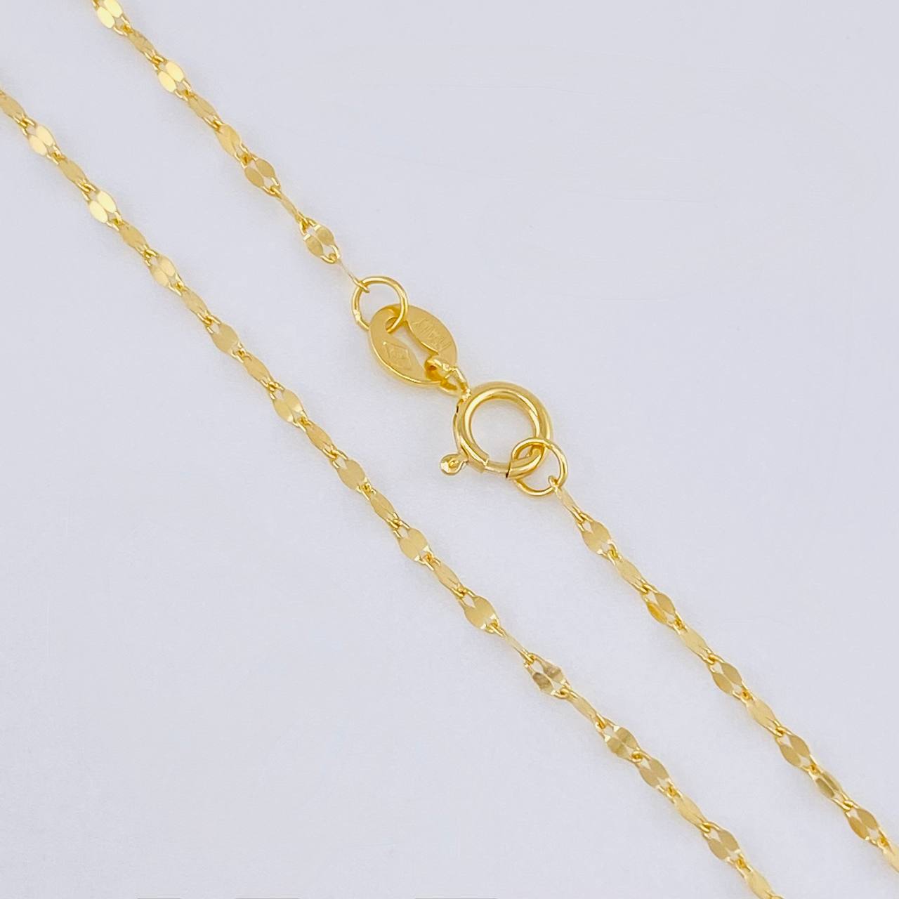 Set Mirror Flower Chain + Pendant Bear Ts / 1.25gr / 18 in 18K Yellow Gold