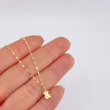 Set Mirror Flower Chain + Pendant Bear Ts / 1.25gr / 18 in 18K Yellow Gold