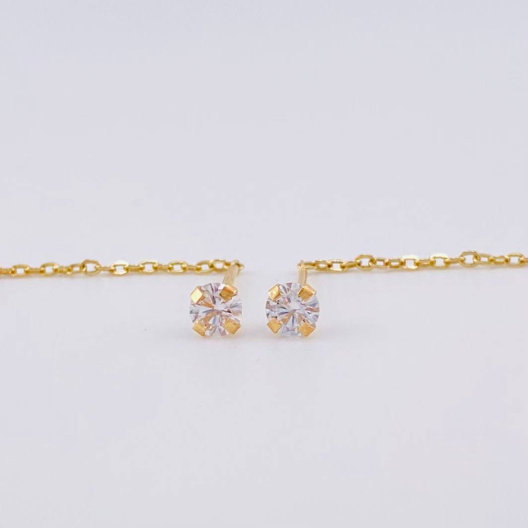 Stud Earrings Chain Long 0.95 g / 2 1/4 in 18K Yellow Gold