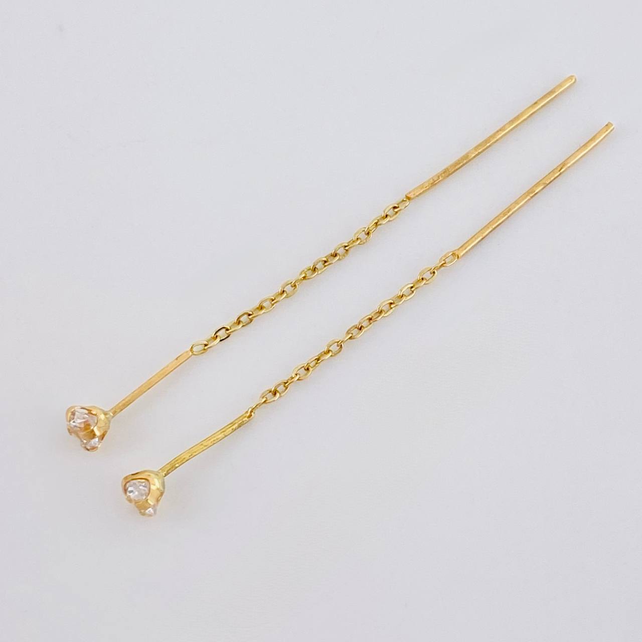 Stud Earrings Chain Long 0.95 g / 2 1/4 in 18K Yellow Gold
