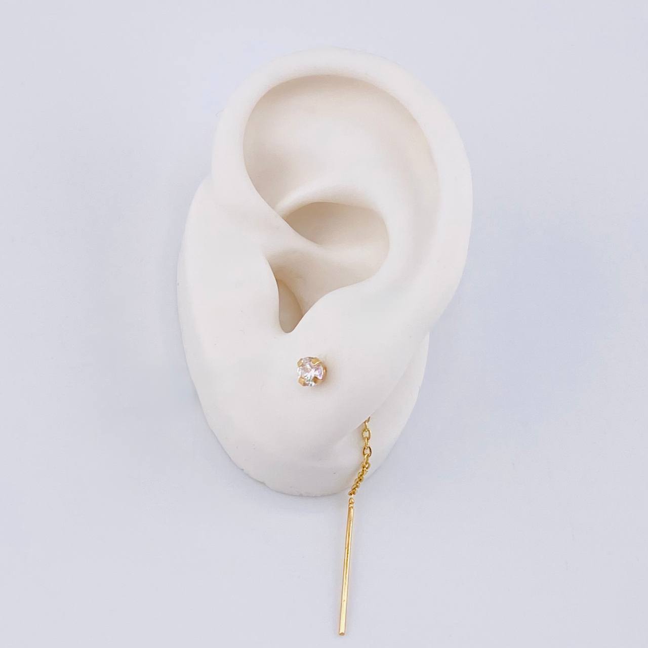 Stud Earrings Chain Long 0.95 g / 2 1/4 in 18K Yellow Gold