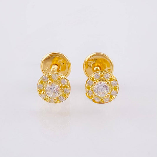 Halo Circle Stud Earrings 0.95gr / 5.5mm Yellow Gold 18K
