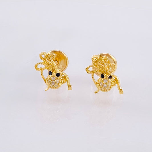 Octopus Stud Earrings 1.05gr / 8mm Yellow Gold 18K